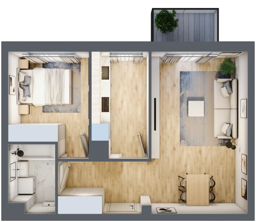 2 pokoje, mieszkanie 44,24 m², piętro 4, oferta nr D/037/M, City Vibe, Kraków, Podgórze, Płaszów, ul. Myśliwska